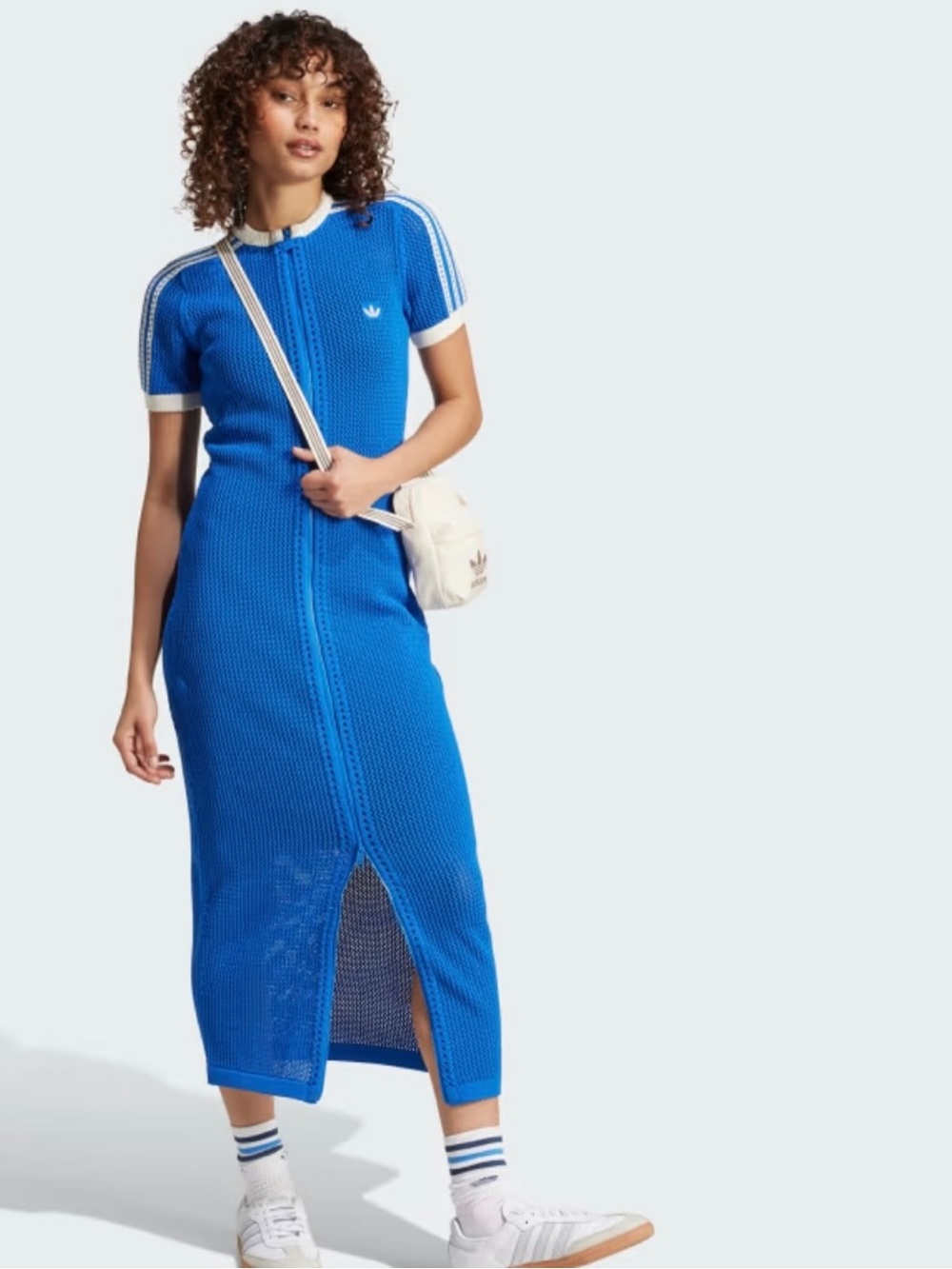 NWT Adidas Blue Crochet Maxi Dress S - Picture 6 of 8